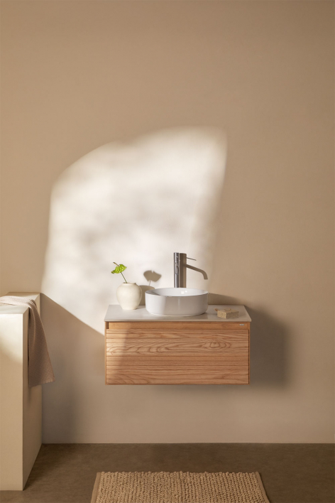 Hängendes Badezimmermöbel-Set 80x50 cm aus Eschenholz Tedrik - Esche braun