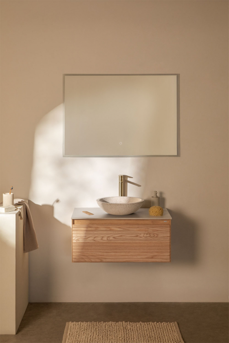 Hängendes Badezimmermöbel-Set 80x50 cm aus Eschenholz Tedrik - Esche braun