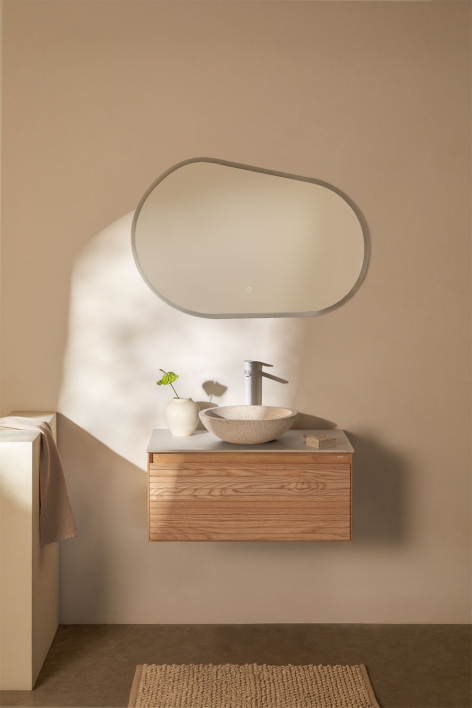 Hängendes Badezimmermöbel-Set 80x50 cm aus Eschenholz Tedrik - Esche braun
