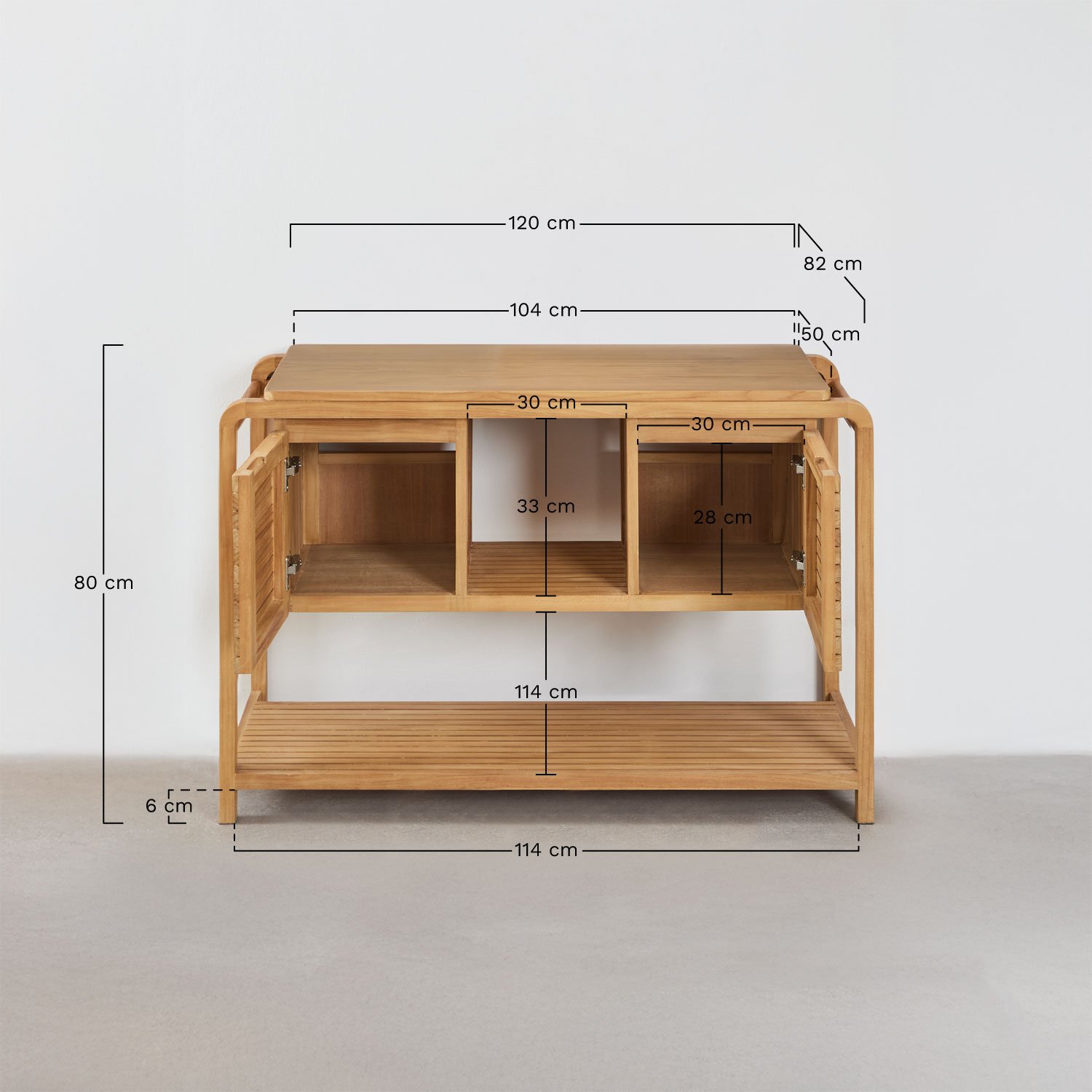 Bradley Badezimmermöbel-Set aus Teakholz, MAßE