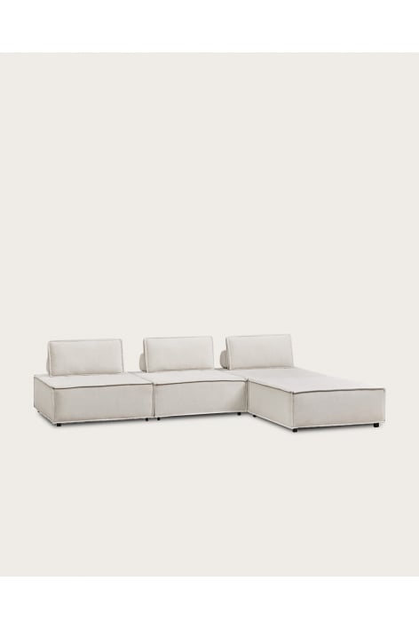 3-teiliges modulares Sofa und Ottomane im Stoff Vermont