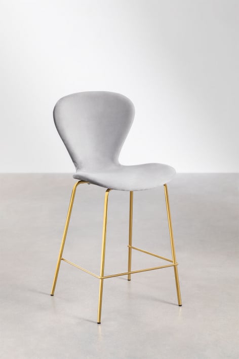 Barhocker 65 cm Samt Hellgrau Beine Eisen Gold Uit - Samt Helles Grau