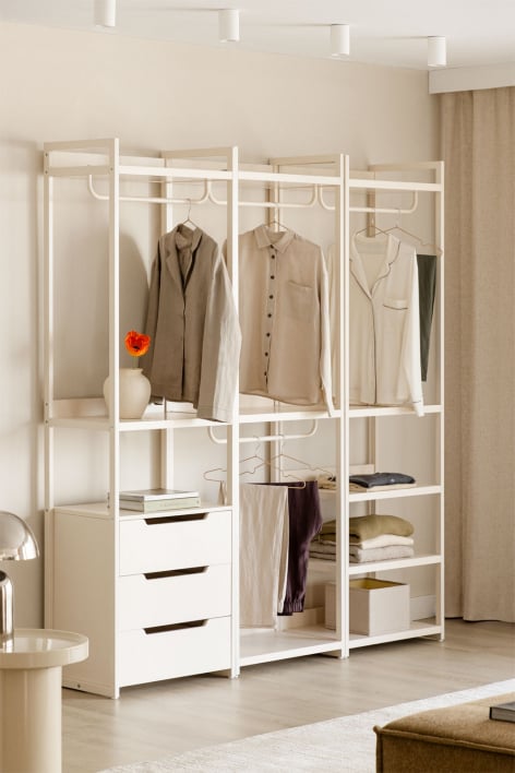 Velunis 3-teiliger offener modularer Kleiderschrank aus Eisen