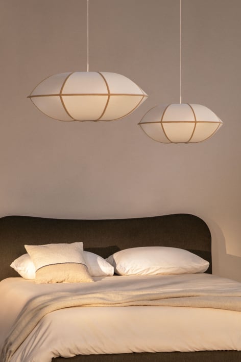 Set aus 2 hängenden Deckenlampen aus Leinen Patraix