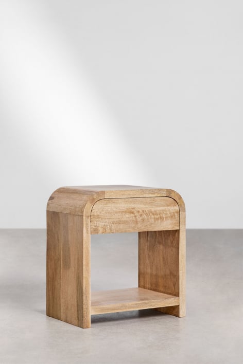 Pack mit 2 rechteckigen Nachttischen 45x30 cm aus Mangoholz und MDF Shelby