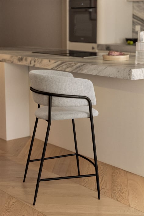 Nalon gepolsterter Barhocker - Stofffarbe Eierschale