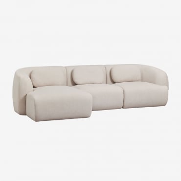 Modulares Ecksofa Mit Linker Chaiselongue, 3-teilig, Aus Chenille Coquette Chenille In Creme Beige - Sklum