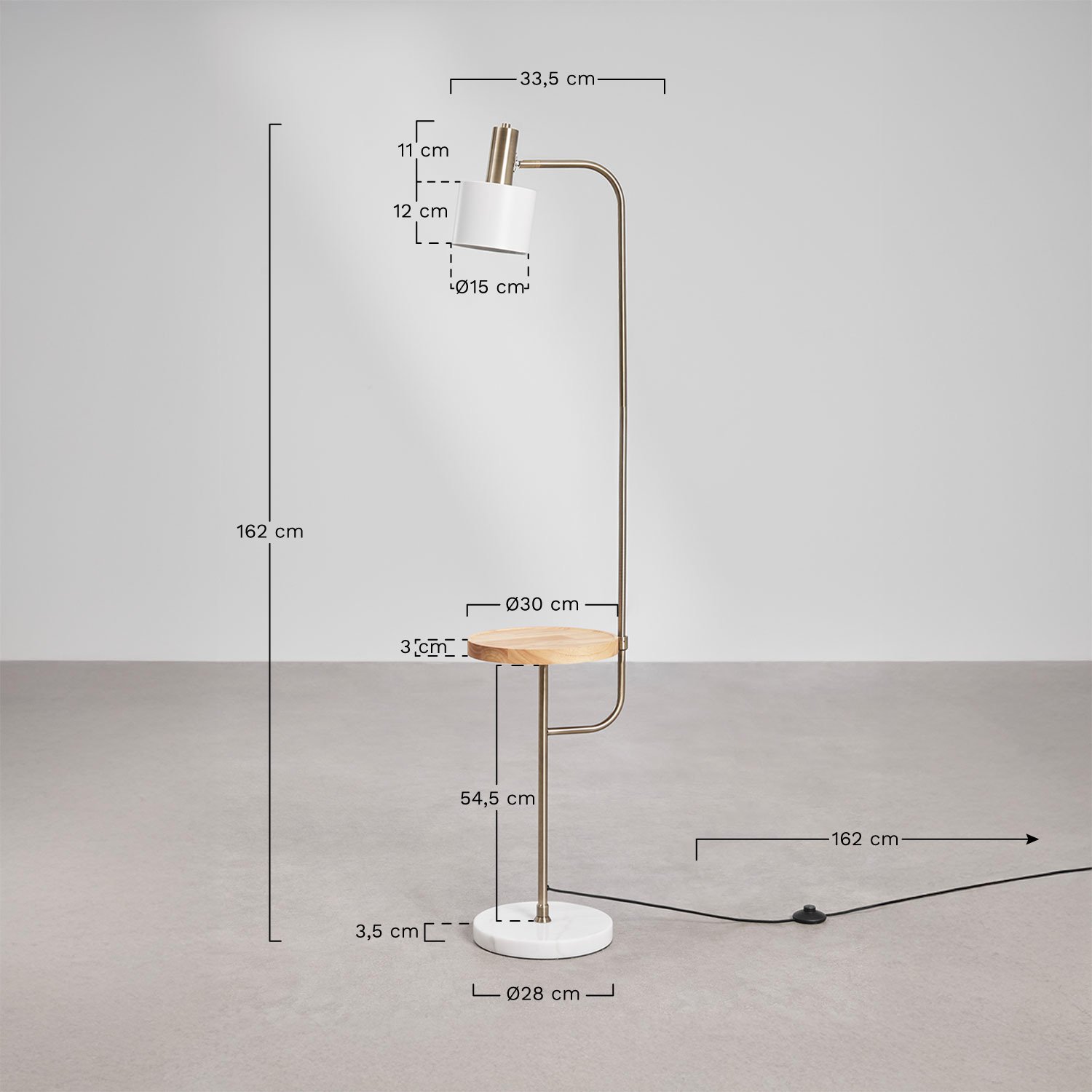 Stehlampe mit Tisch Águeda, MAßE