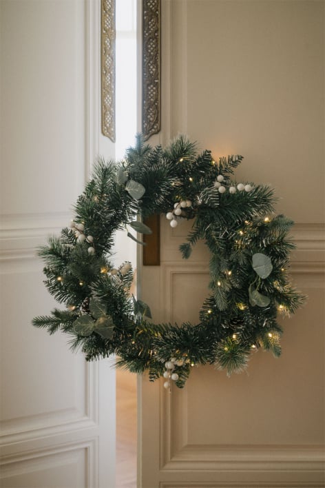 Dekorativer Weihnachtskranz Ø60 cm mit Tannenzapfen und Bhumi-Lichtern