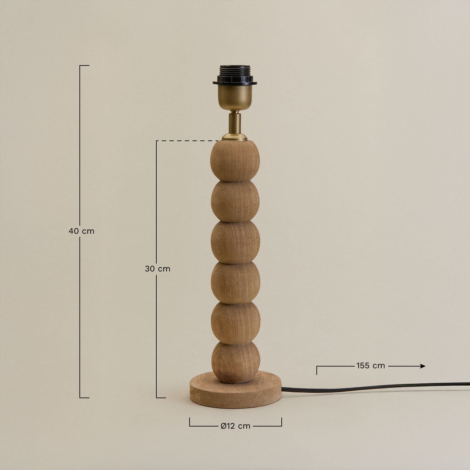 Sockel für Tischlampe 30 cm aus Soler Mangoholz, MAßE