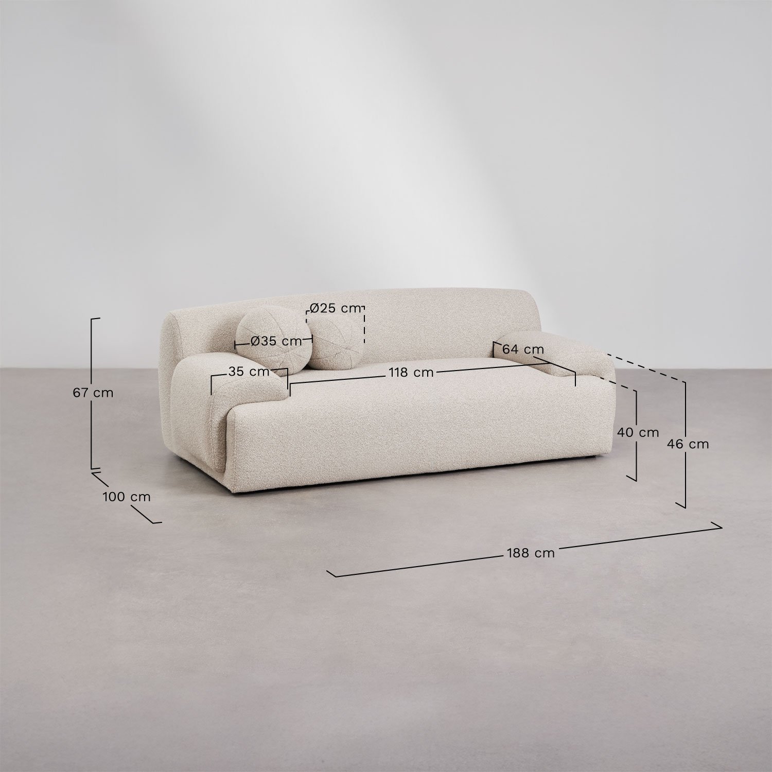 Zweisitziges Sofa mit Shirina-Bezug, MAßE