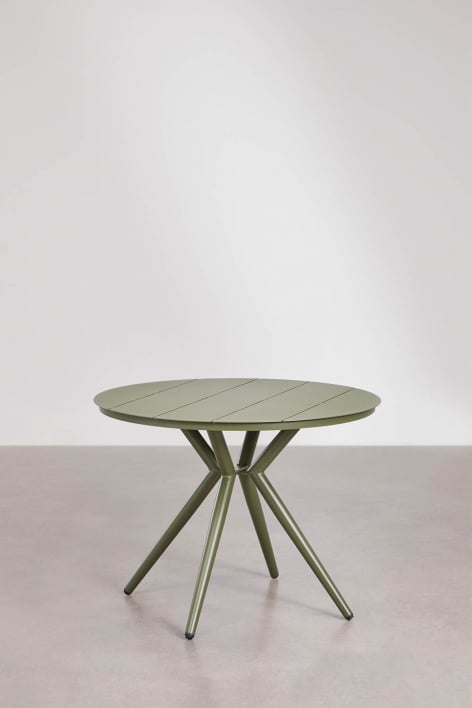 Runder Gartentisch aus Aluminium Valerie - Tiefes Grün Olive 
