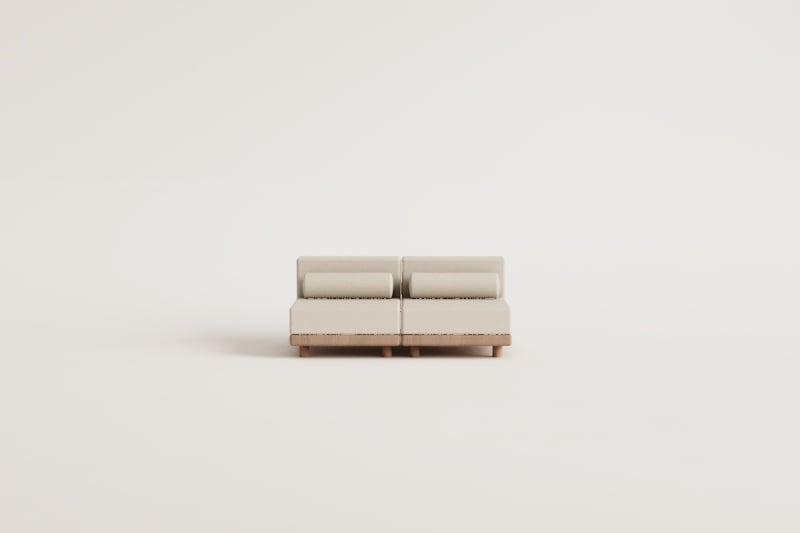 Modulares 2-teiliges Garten-Sofa aus Akazie Edrien