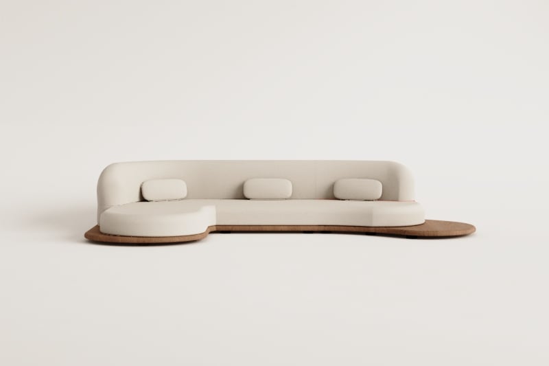Modulares Garten-Ecksofa mit linker Chaiselongue, 3-teilig, aus Akazienholz Gerard