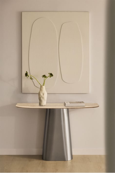Empfangskonsole 120x40 cm aus Naturstein und Edelstahl Moreila - Travertine