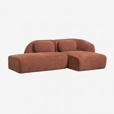 Modulares 2-teiliges Ecksofa Mit Recamiere Links Aus Chenille Coquette Rostbraunes Chenille - Sklum