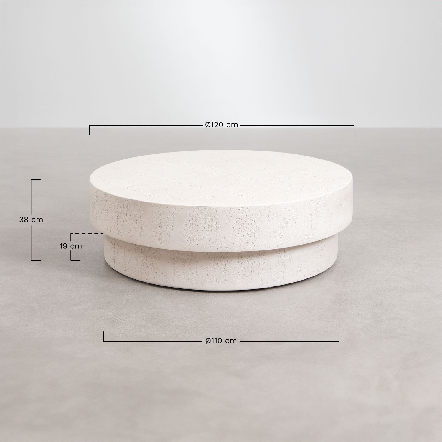 Runder Gartentisch aus Beton Selara, MAßE