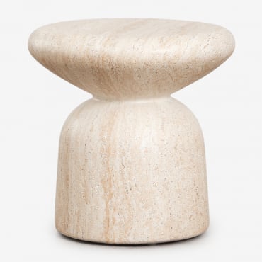 Runder Beistelltisch Für Den Garten Ø40 Cm Aus Zement Zanira Look Travertino - Sklum