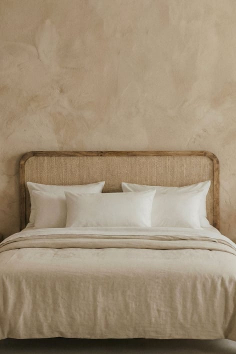 Abrams Kopfteil aus Mangoholz, MDF und Jute - Mango-Holz