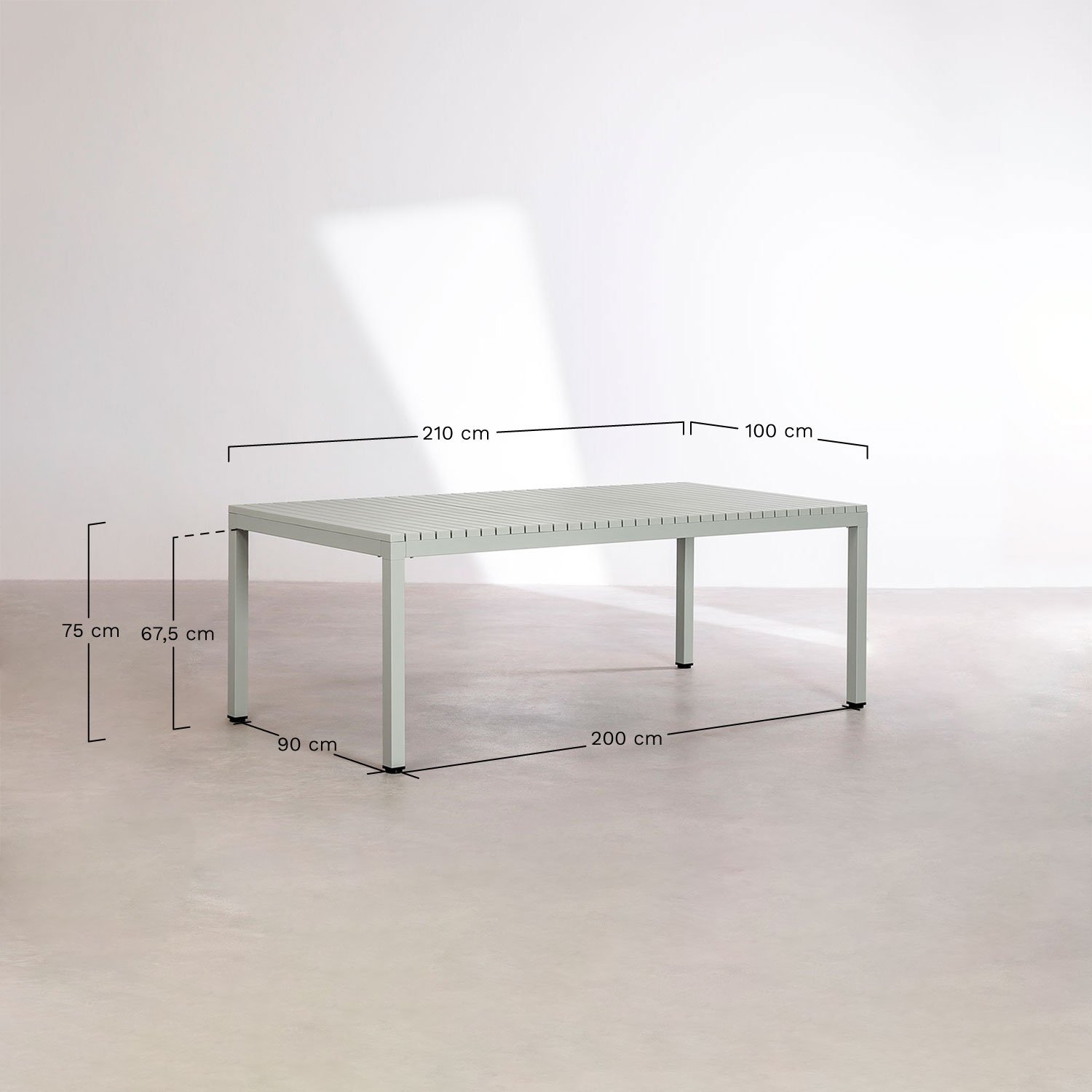 Rechteckiger Gartentisch 210x100 cm aus Aluminium Marti, MAßE