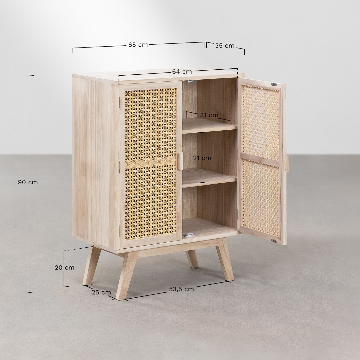 Aparador aus Holz mit 2 Türen aus Holz Ralik Design, MAßE