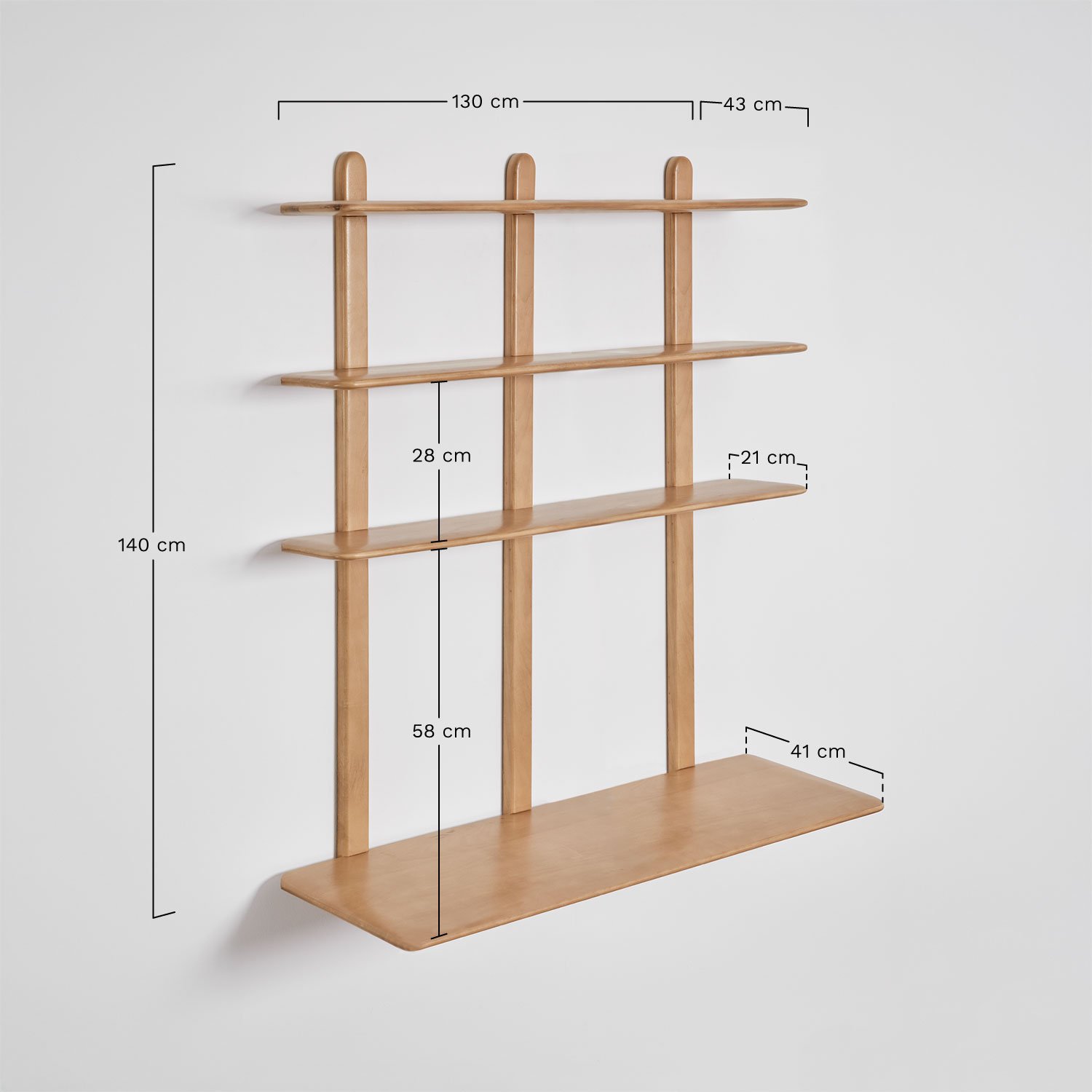 Schreibtisch mit Holzregal Veleta, MAßE