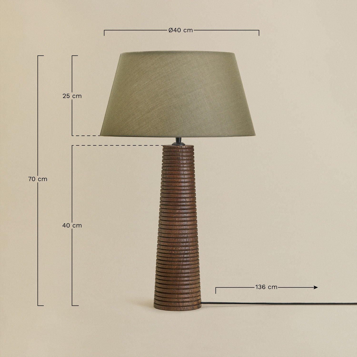 Malva Tischlampe aus Mangoholz, MA&szlig;E