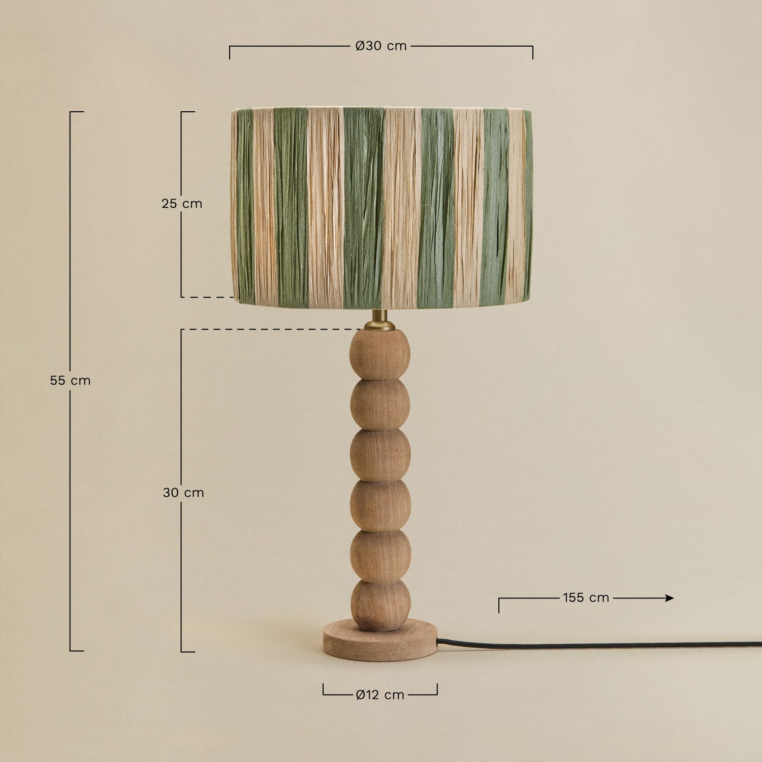 Tischlampe Soler aus Mangoholz, MA&szlig;E