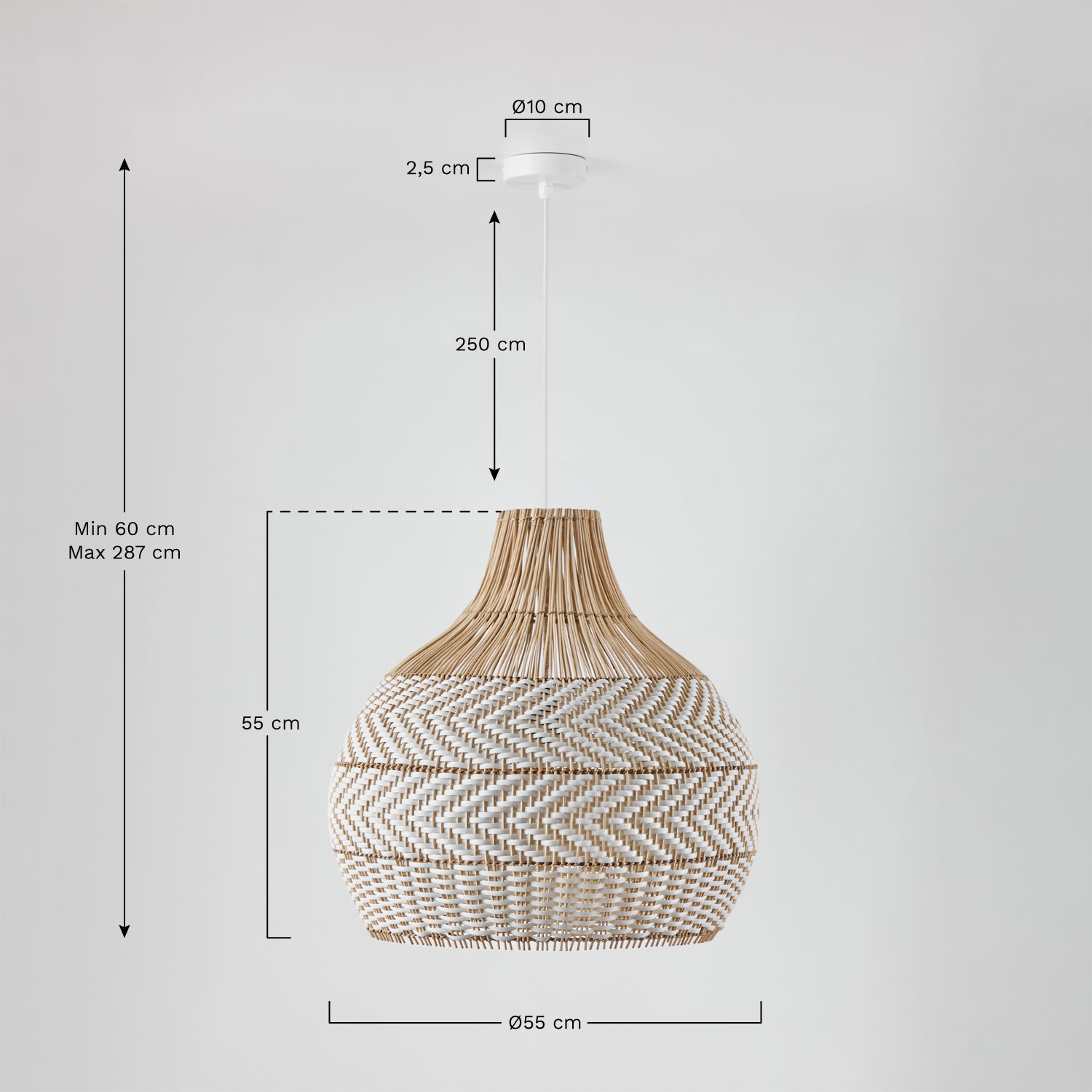 Hängende Deckenleuchte für den Außenbereich aus geflochtenem Rattan Llaury, MA&szlig;E