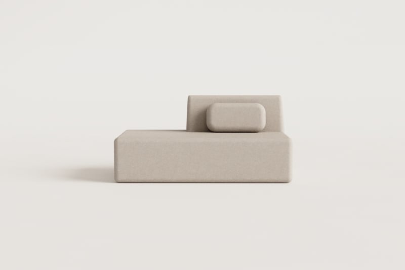 Linkes Recamier-Modul für modulare Chenille-Sofas, vakuumverpackt Merida