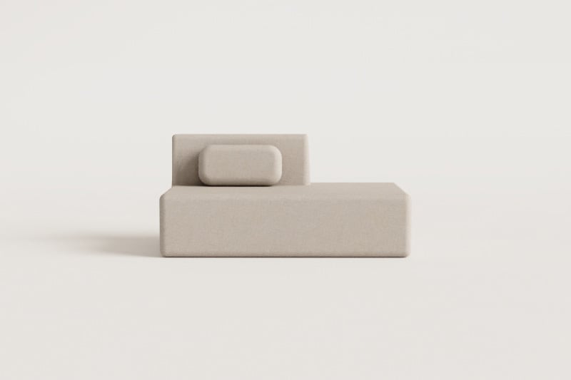 Rechtes Recamiermodul für modulare Chenille-Sofas, vakuumverpackt Merida