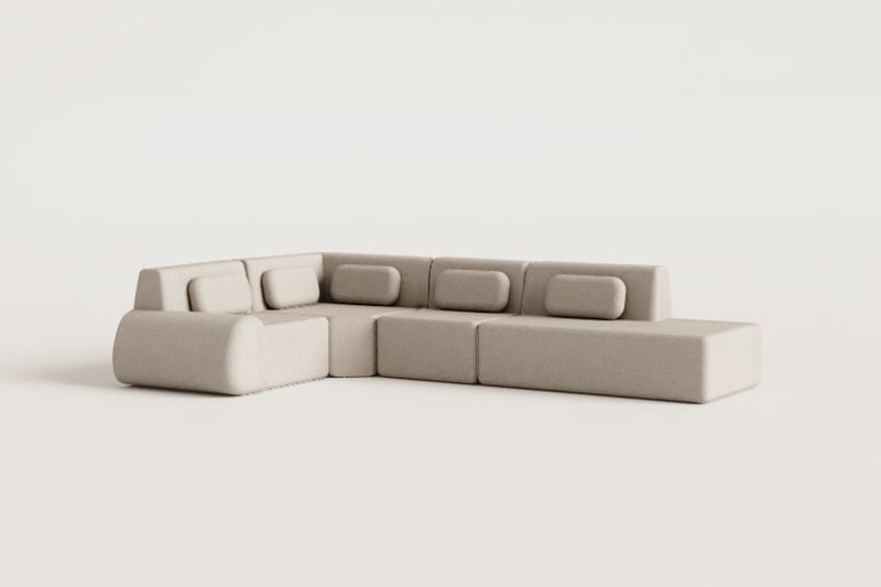 Modulares Ecksofa aus 4 Teilen mit rechtem Chaiselongue aus Vakuumverpacktem Chenille Merida