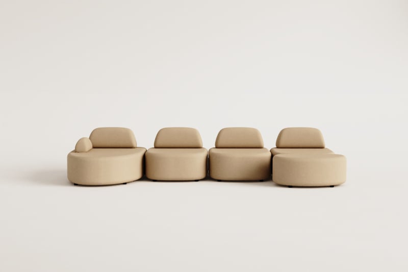 Modulares Ecksofa mit linker Chaiselongue, 4-teilig, und gepolstertem Pouf Giorgia