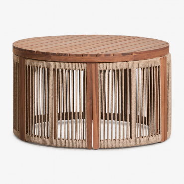 Runder Garten-couchtisch Ø70 Cm Aus Akazienholz Und Geflochtenem Serel-seil Akazie Braun - Sklum