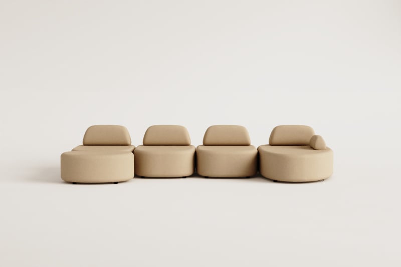 Modulares 4-teiliges Ecksofa mit rechter Chaiselongue und gepolstertem Hocker Giorgia