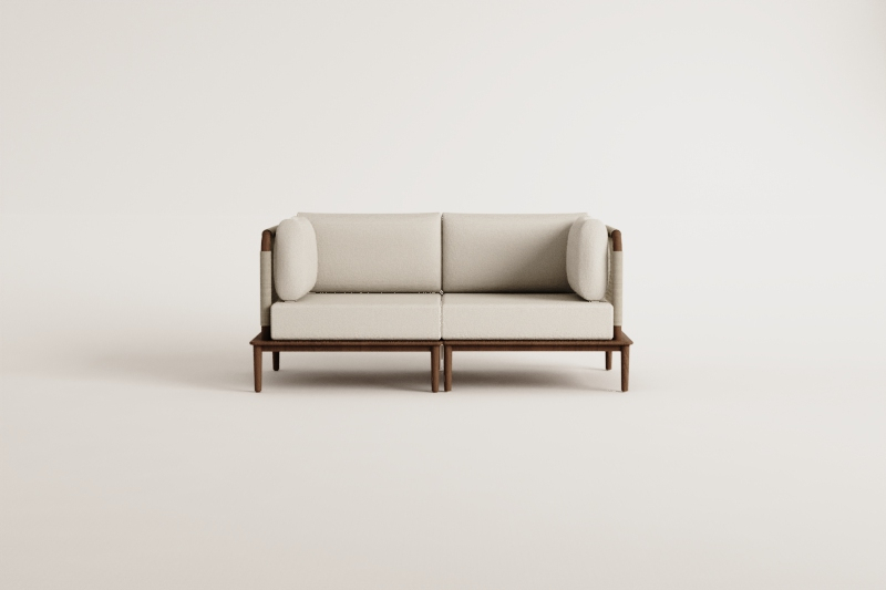 2-teilige modulare Sofa mit 2 Ecksesseln in Akazie Giulia