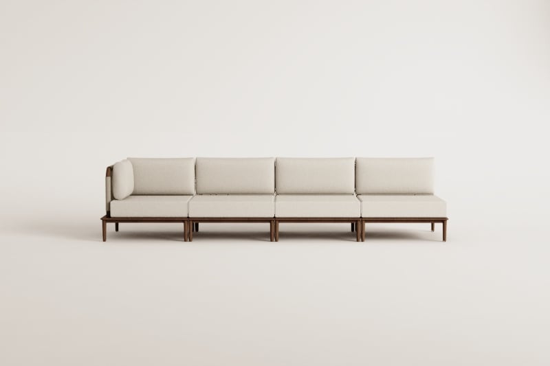 Giulia 4-teiliges modulares Ecksofa aus Akazie