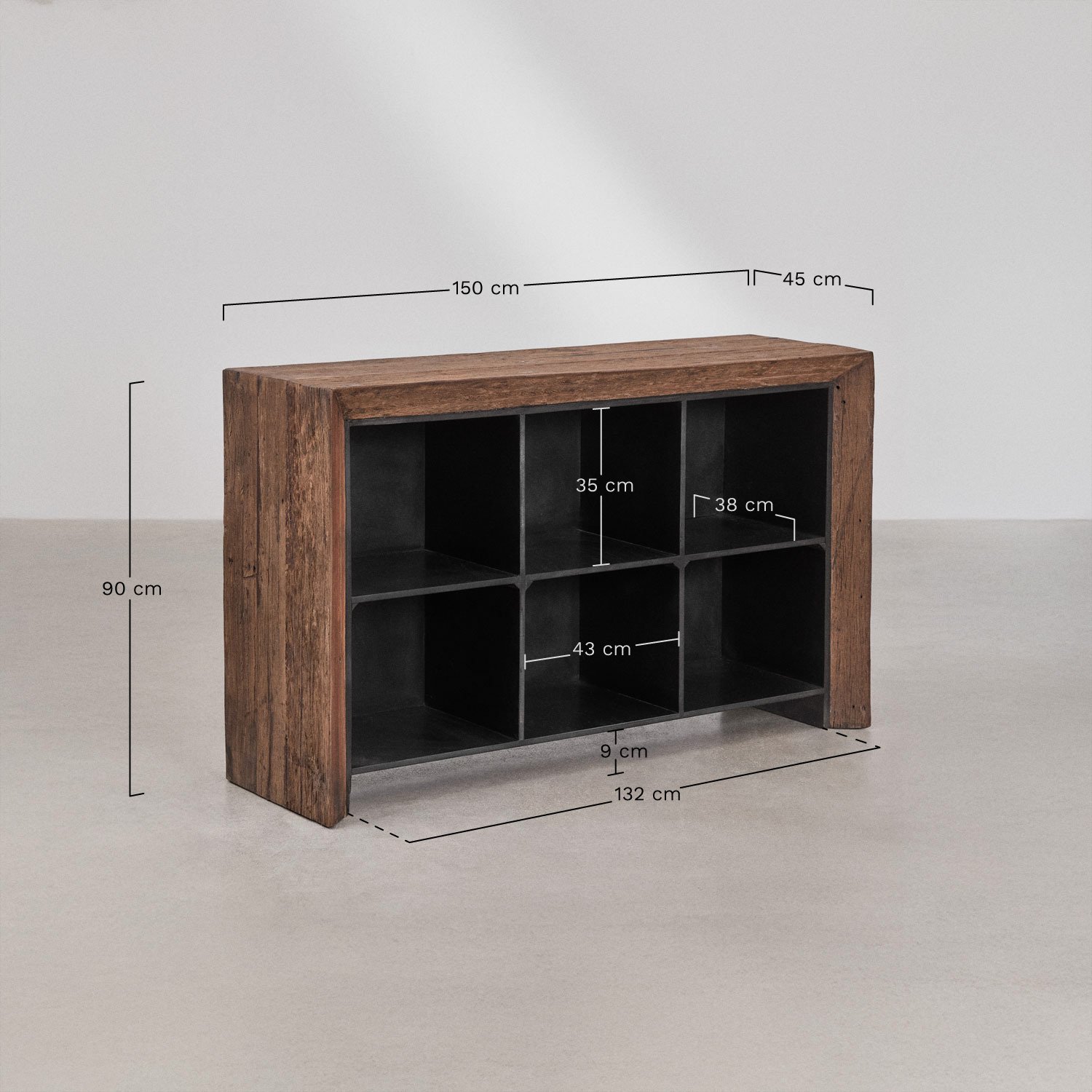 Juvira Sideboard aus recyceltem Holz 150x45 cm, MA&szlig;E