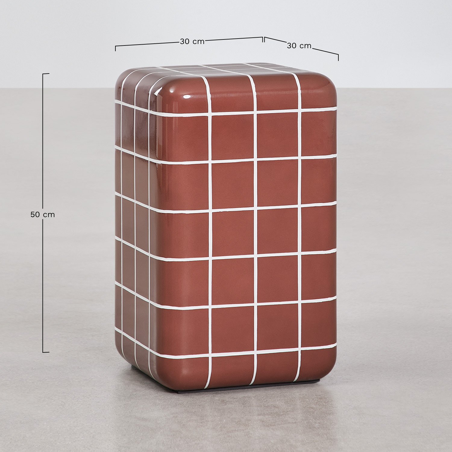 Beistelltisch für den Garten quadratisch 30x30 cm aus Zement und Glasfaser Eleonor, MA&szlig;E