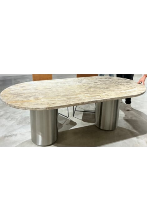 [* ] Bein für ovalen Esstisch 220x110 cm aus Edelstahl Luceida - Edelstahl