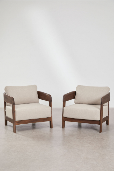 Pack aus 2 Sesseln aus Akazienholz Uleno - Akazienbraun dunkel