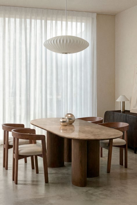 Ovaler Esstisch 220x100 cm aus MDF und Marmor Dayana