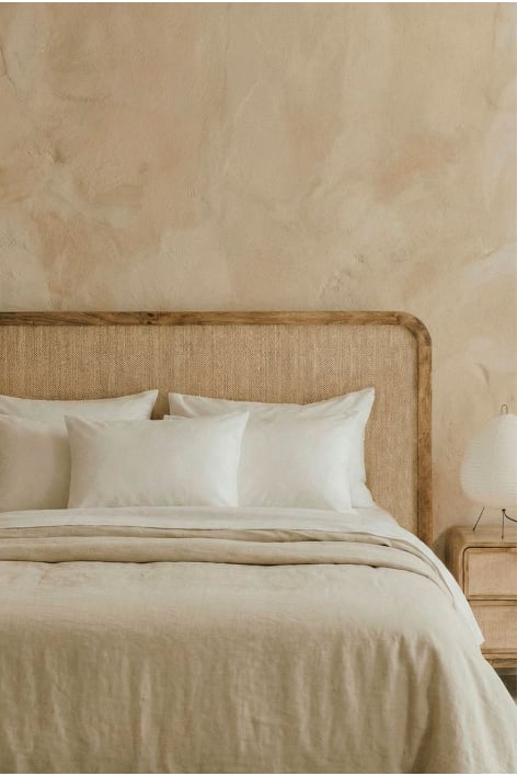 Abrams Kopfteil aus Mangoholz, MDF und Jute - Mango-Holz