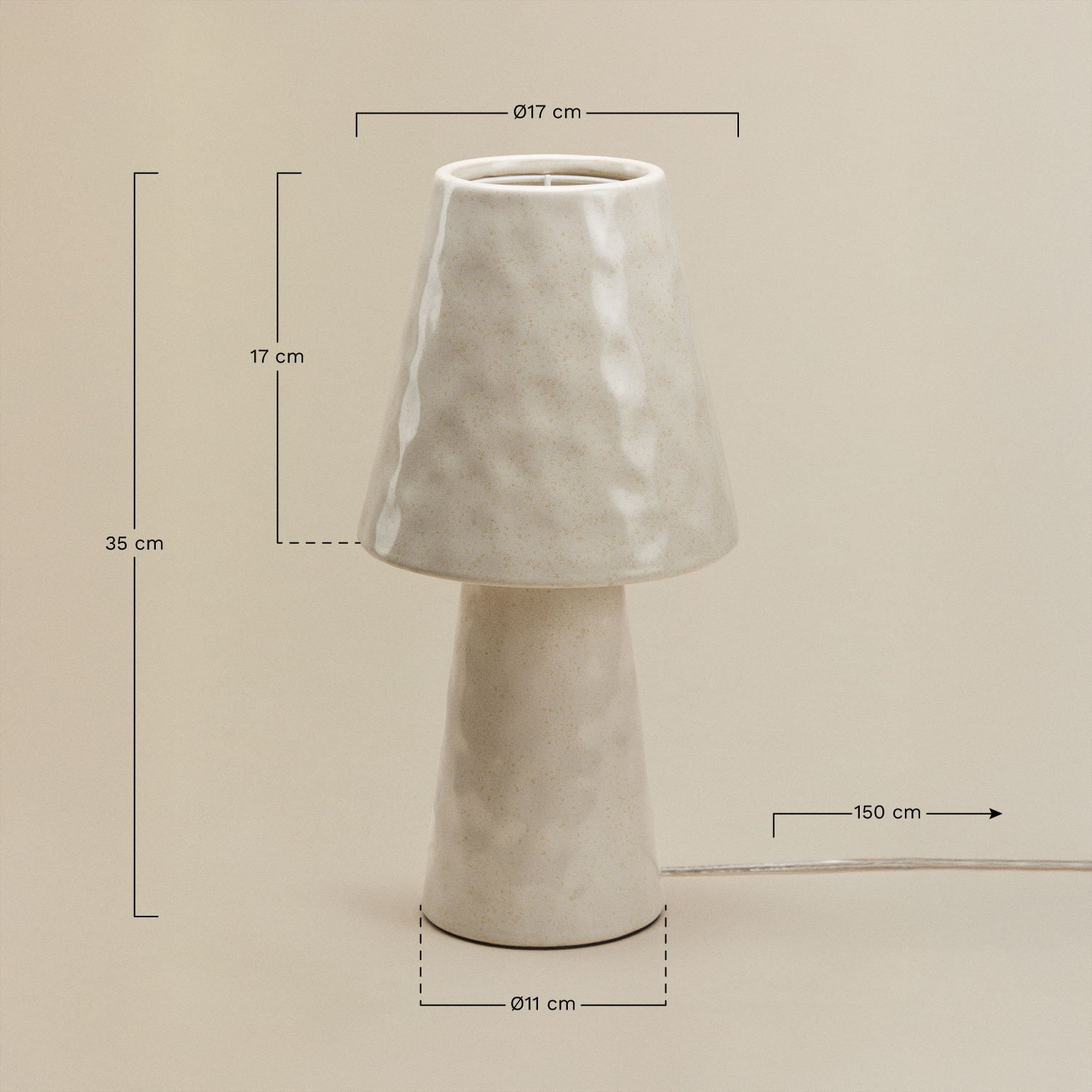 Portia Keramik-Tischlampe, MA&szlig;E