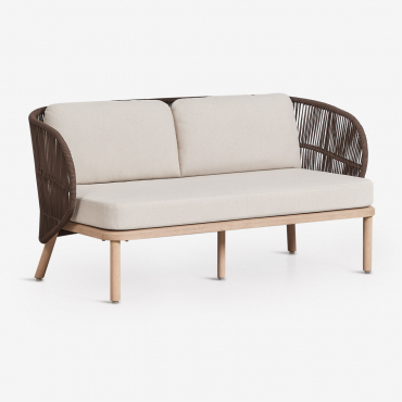 2-sitzer Garten-sofa Aus Akazienholz Und Geflochtenem Seil Capri Braun Choco - Sklum