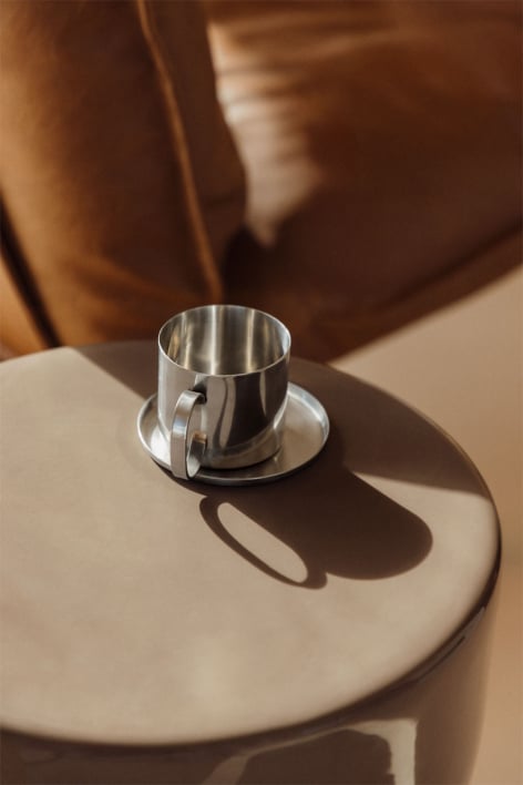 Pack mit 2 Kaffeetassen 17 cl mit Untertasse aus Edelstahl Lludix