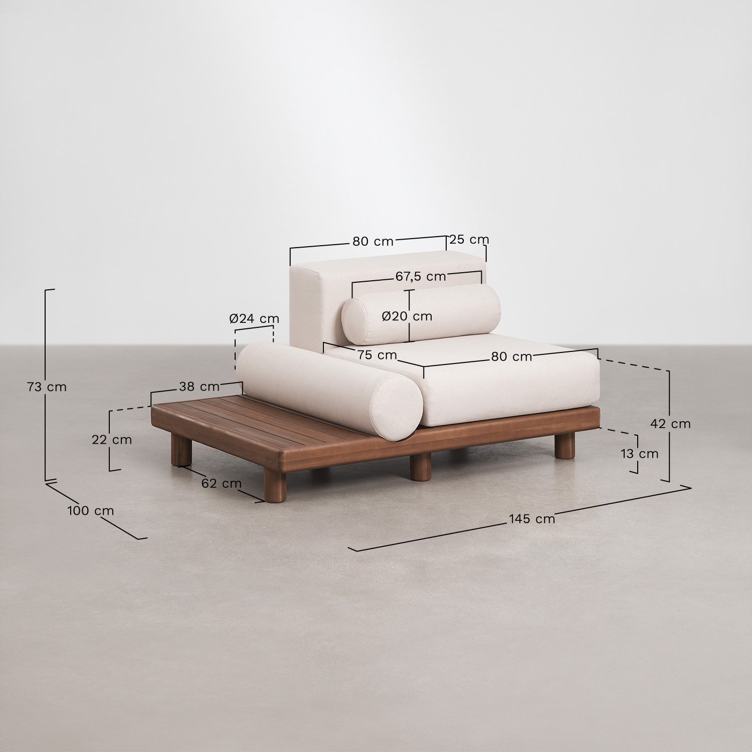 Gartenmöbel-Set mit 5-teiliger modularer Eckcouch, Beistell- und Couchtischen sowie Sessel aus Akazie Edrien, MA&szlig;E