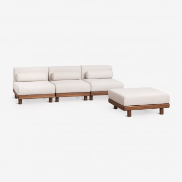 3-teiliges Gartenmodulsofa Mit Hocker Aus Akazie Edrien Akazie Braun - Sklum