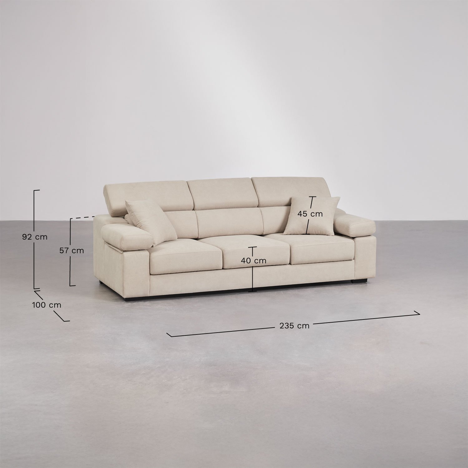 3-Sitzer-Sofa aus Aramis-Stoff, MA&szlig;E