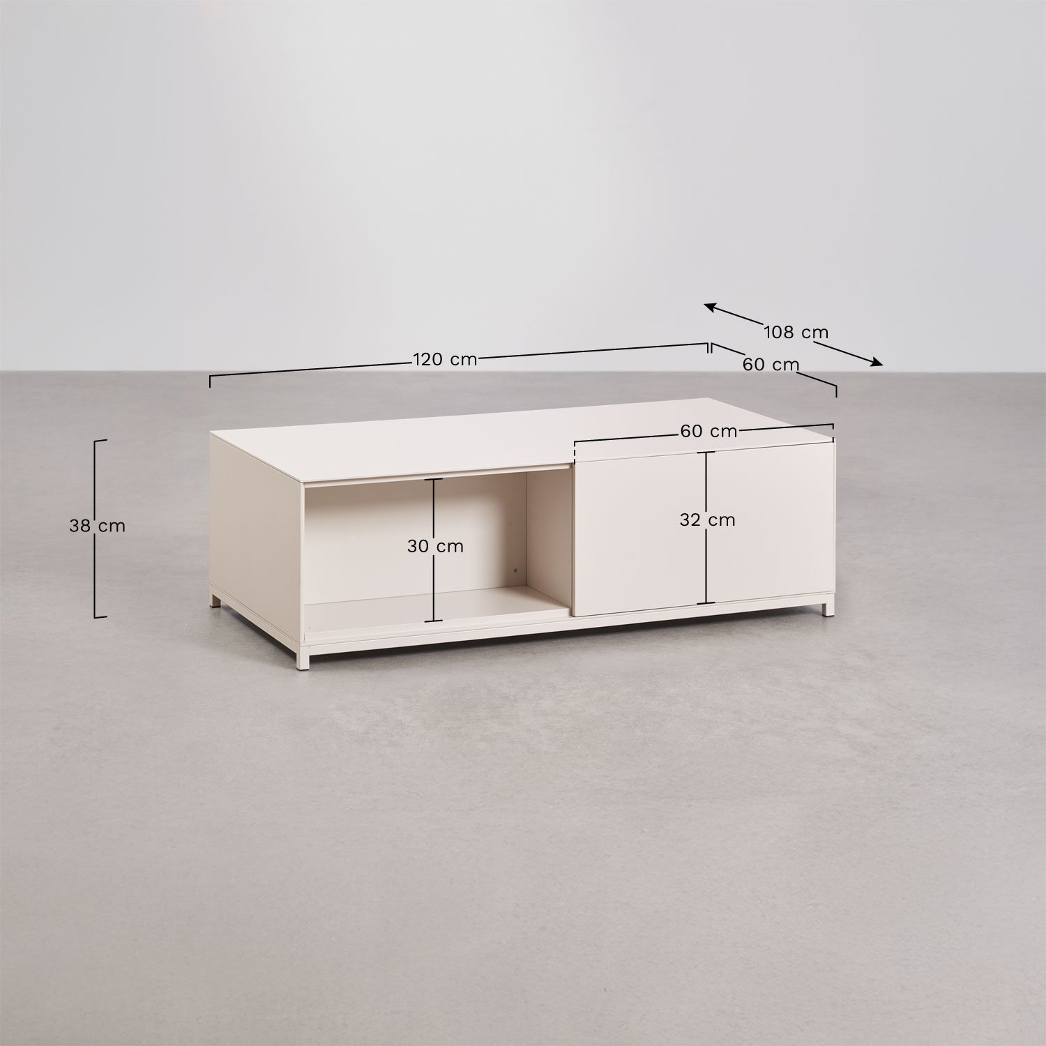 Rechteckiger Couchtisch 120x60 cm aus MDF Kivora, MA&szlig;E